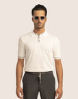 Polo Contrast Piqué Gebroken Wit