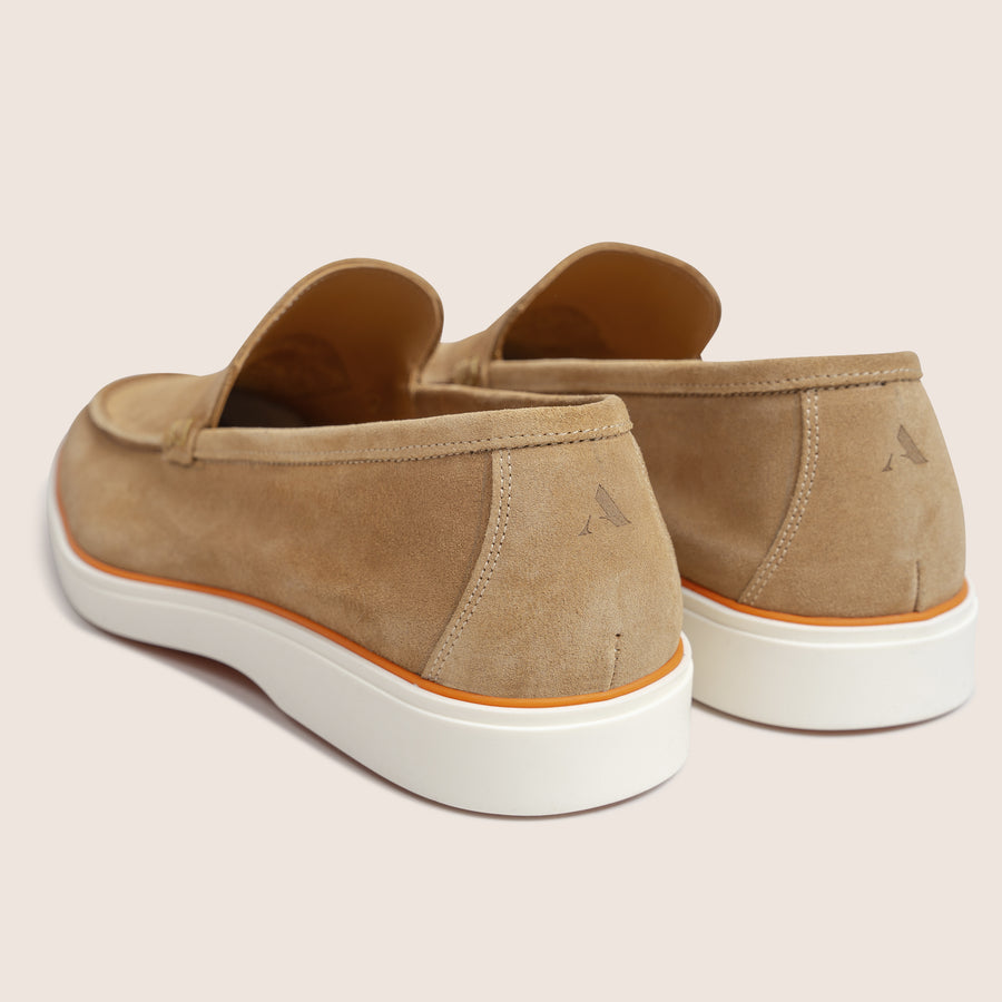 Slip-On Suede Loafers Beige