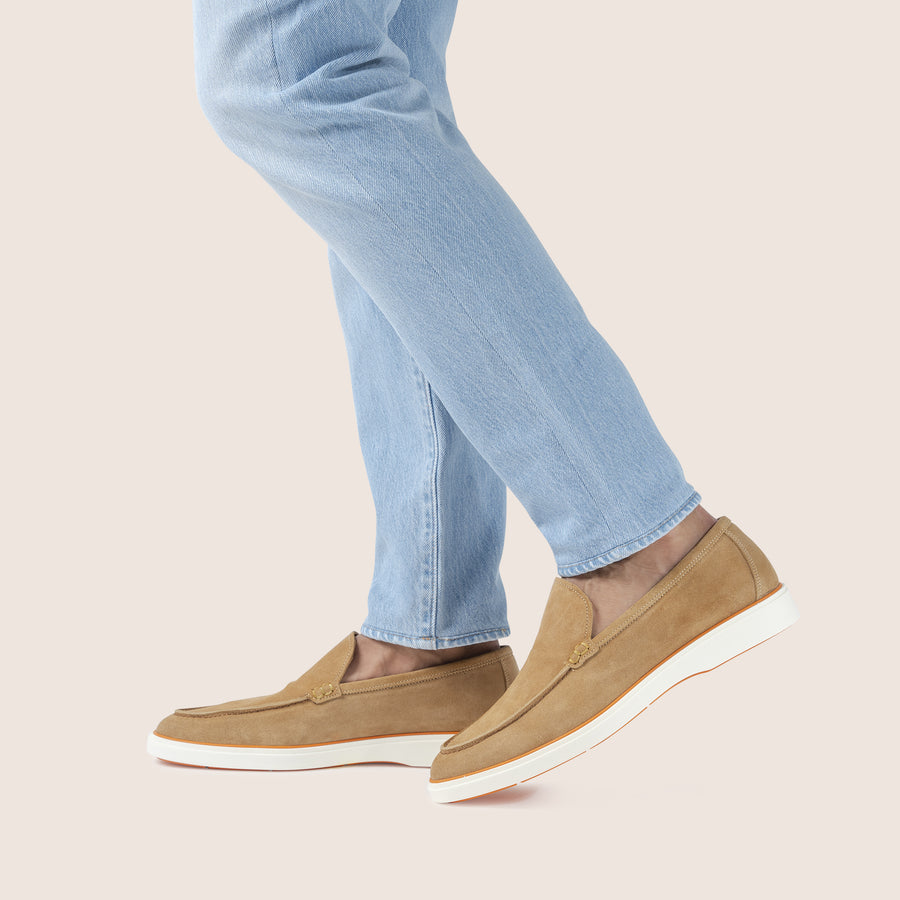 Slip-On Suede Loafers Beige