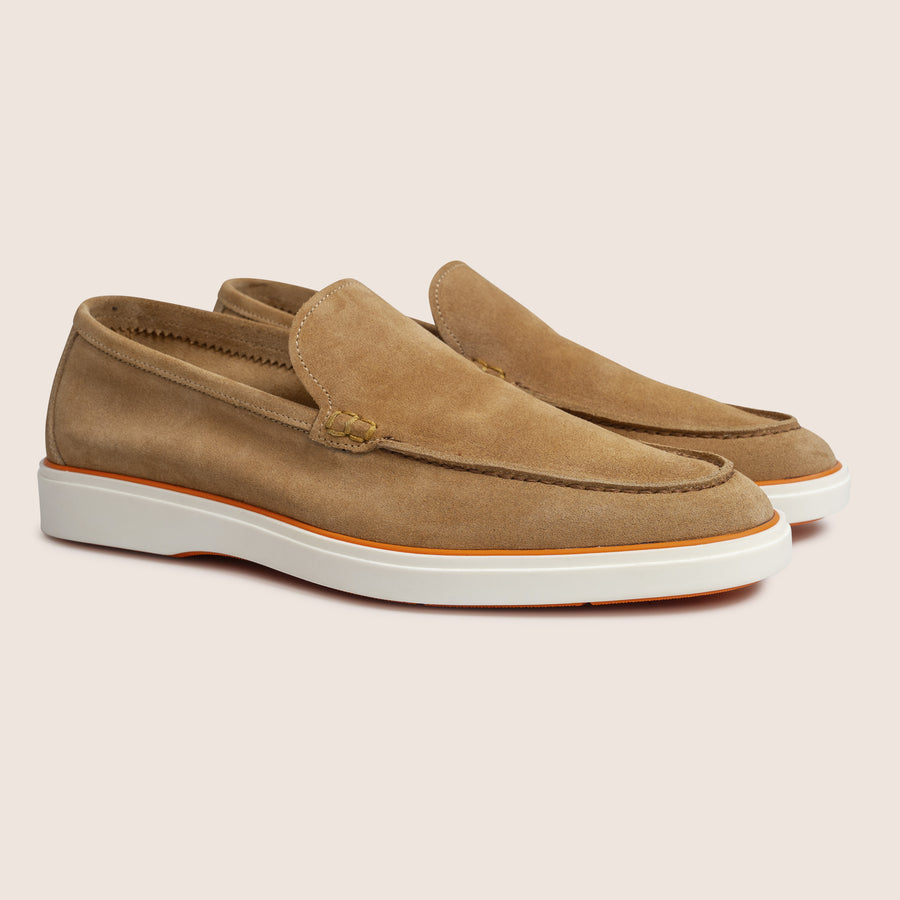 Slip-On Suede Loafers Beige