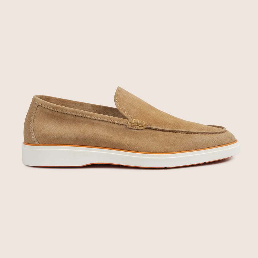 Slip-On Suede Loafers Beige