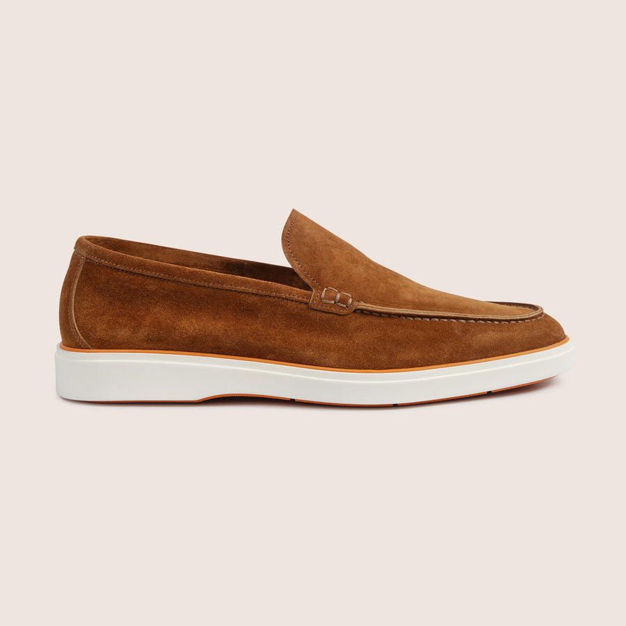 Slip-On Suede Loafers Cognac Bruin