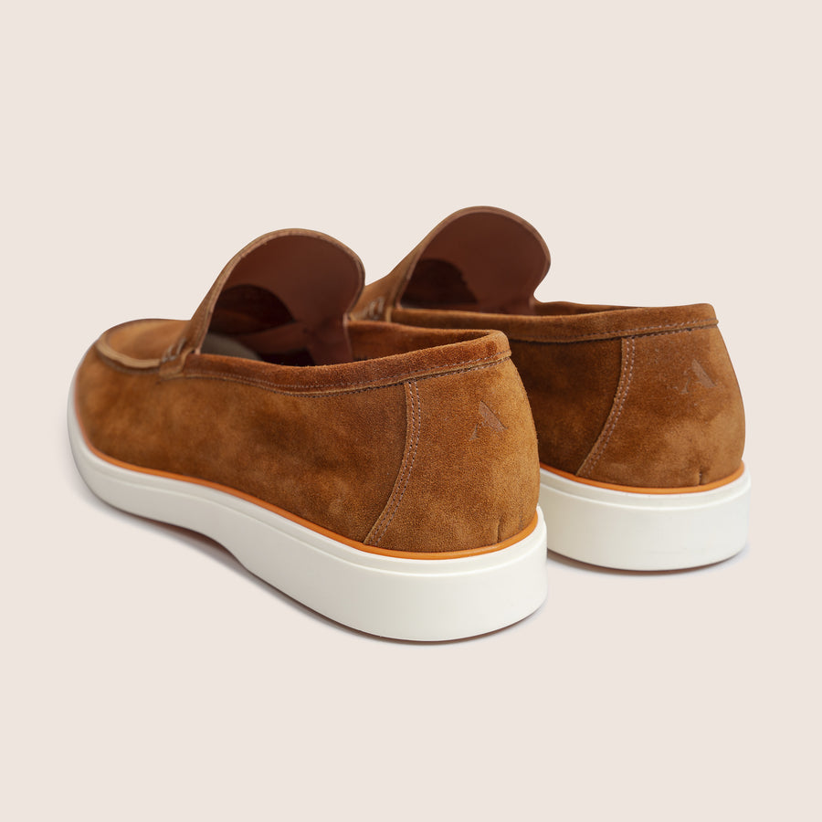 Slip-On Suede Loafers Cognac