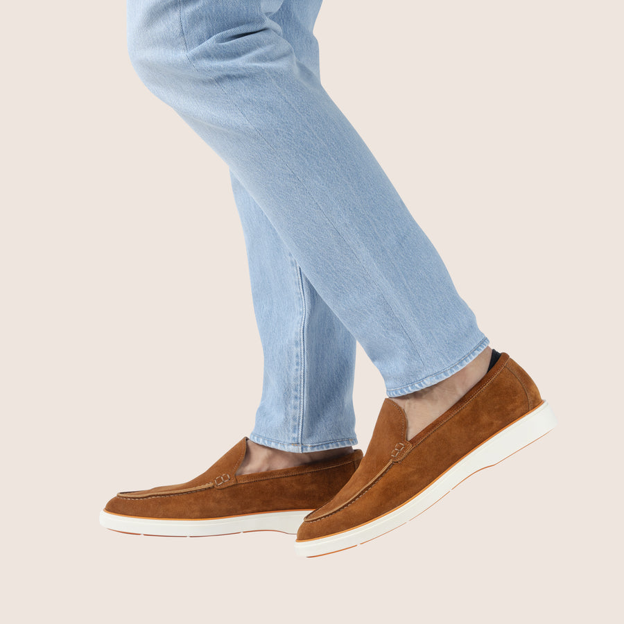 Slip-On Suede Loafers Cognac