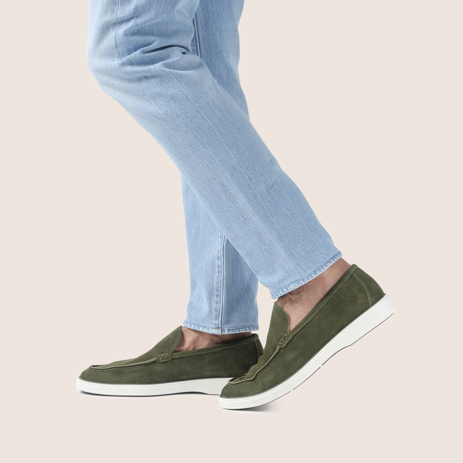 Slip-On Suede Loafers Olive