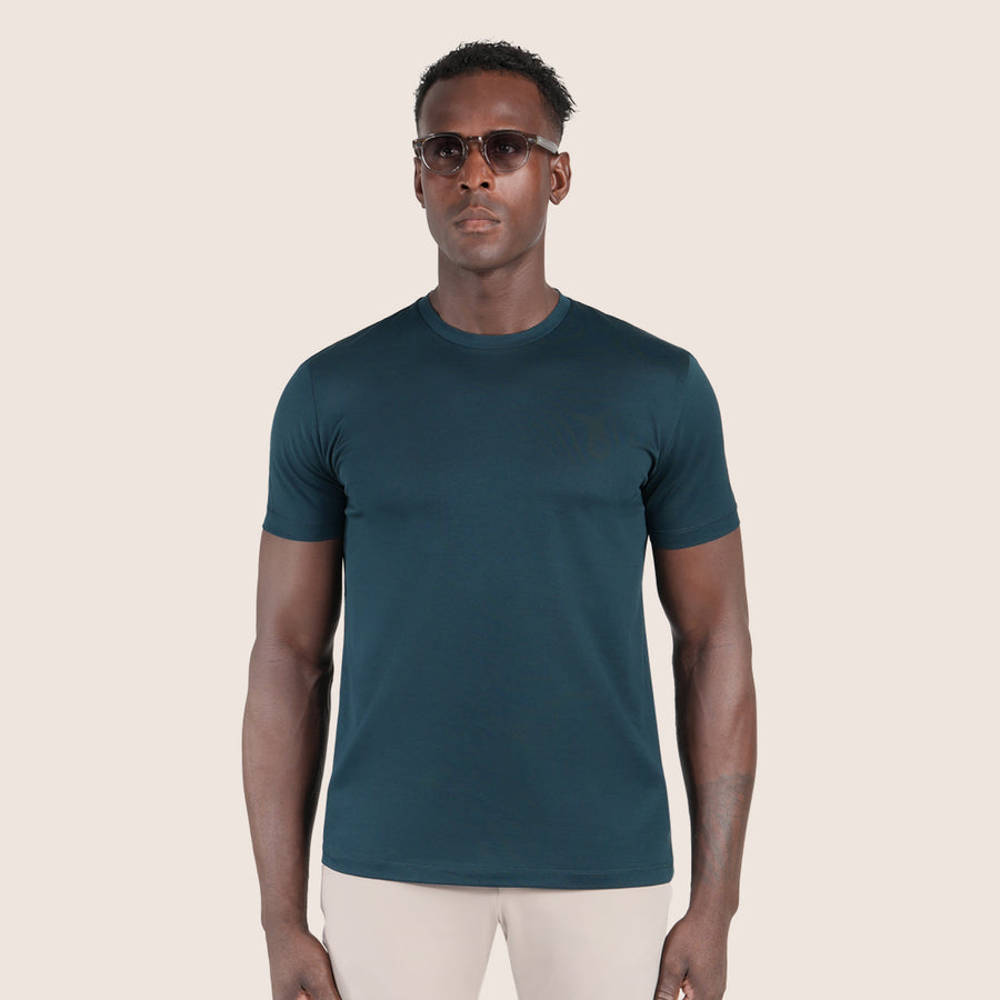 Gemerceriseerd Luxe T-shirt Donker Oceaanblauw