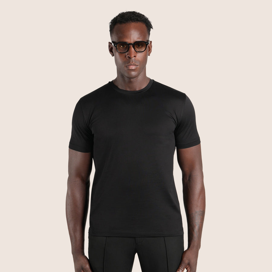 Gemerceriseerd Luxe T-shirt Zwart