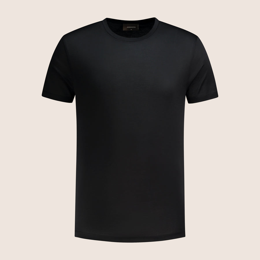 Gemerceriseerd Luxe T-shirt Zwart