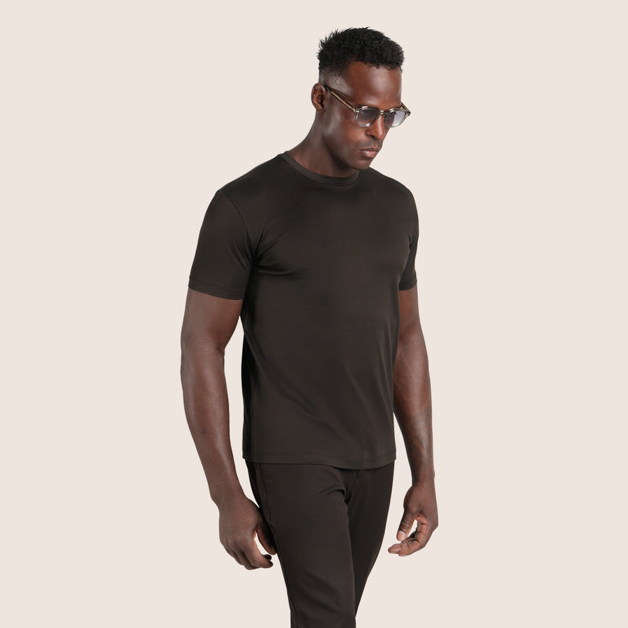 Gemerceriseerd Luxe T-shirt Pure Chocolade