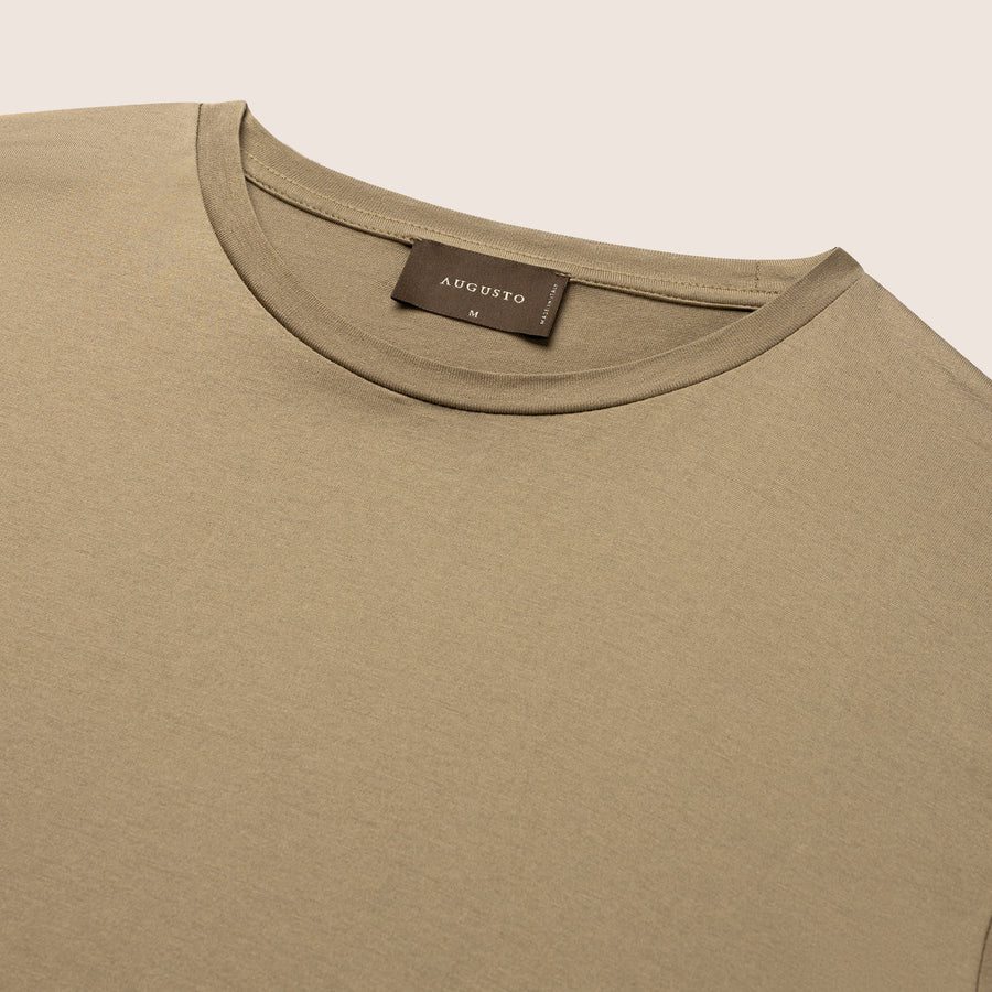 Gemerceriseerd Luxe T-shirt Taupe