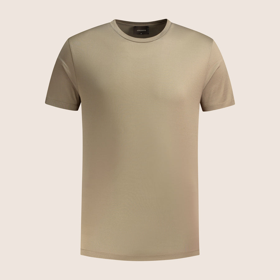 Gemerceriseerd Luxe T-shirt Taupe