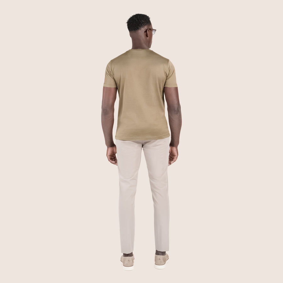 Gemerceriseerd Luxe T-shirt Taupe