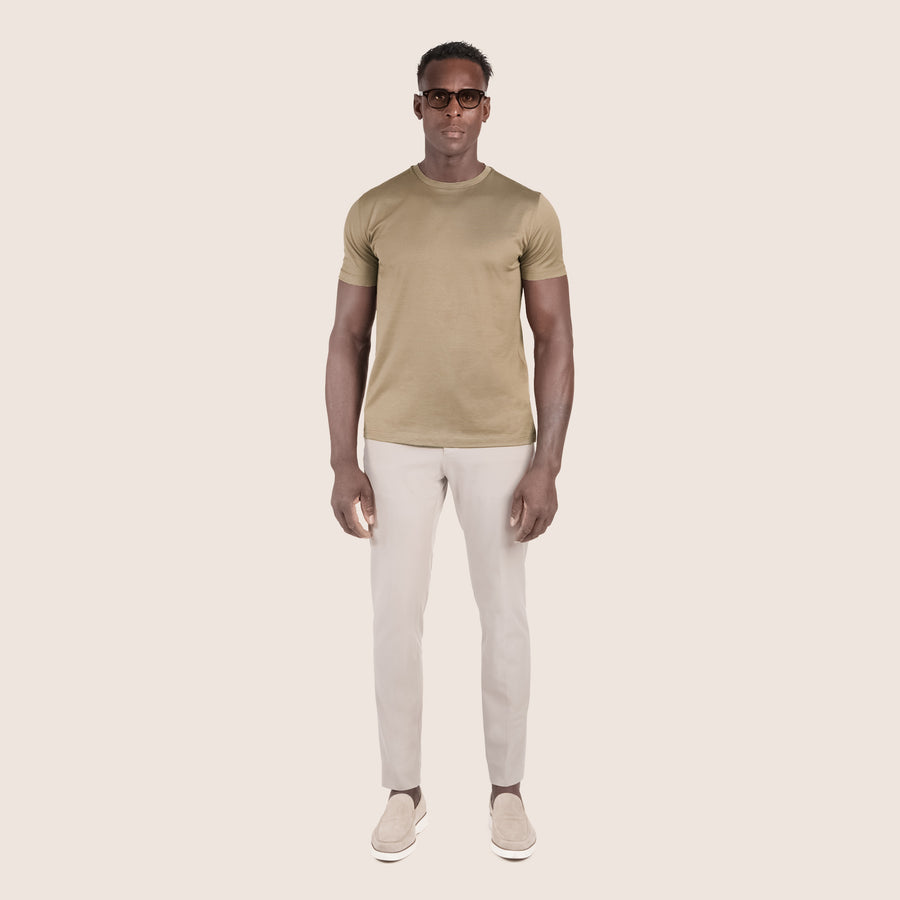 Gemerceriseerd Luxe T-shirt Taupe