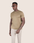 Gemerceriseerd Luxe T-shirt Taupe