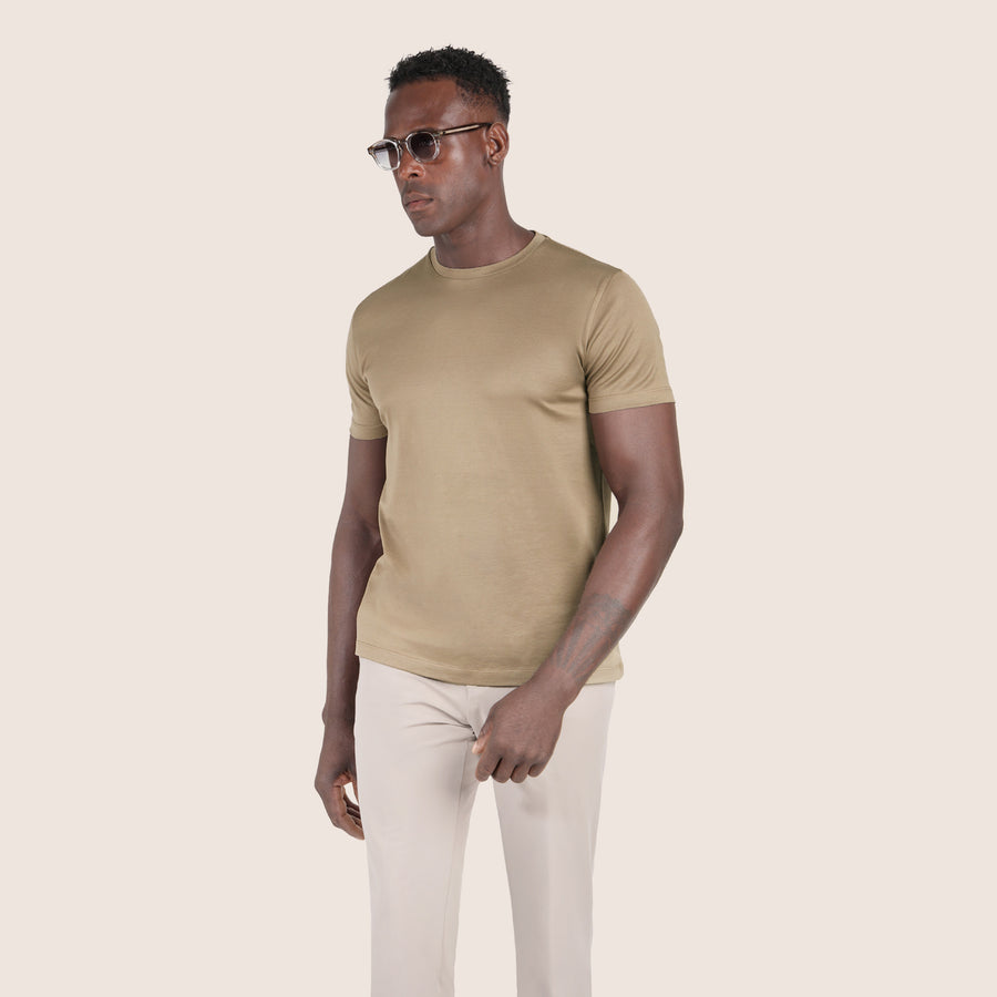 Mercerised Luxury T-shirt Taupe