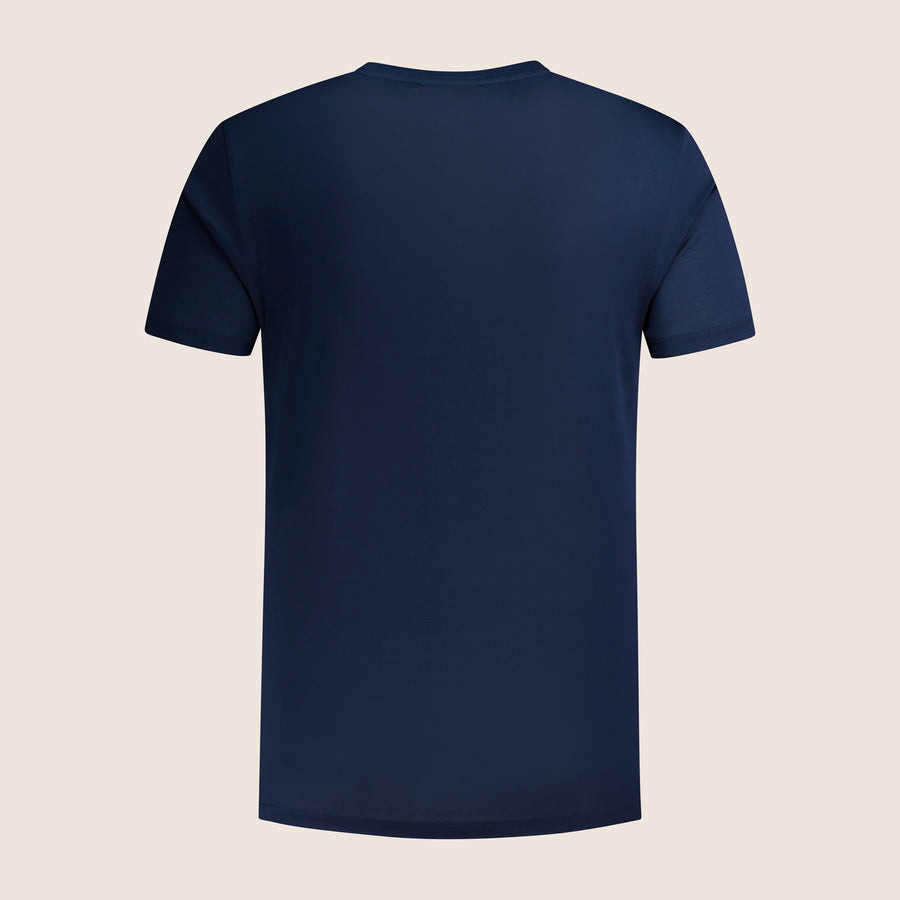 Gemerceriseerd Luxe T-shirt Marineblauw