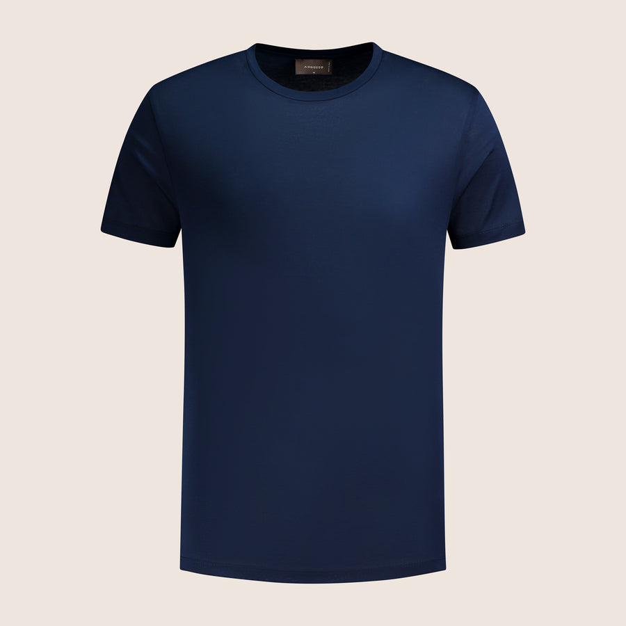 Gemerceriseerd Luxe T-shirt Marineblauw