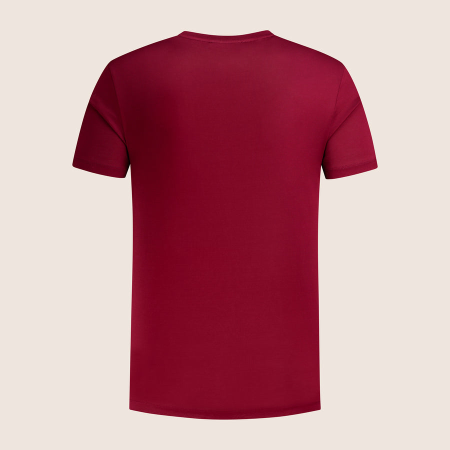 Gemerceriseerd Luxe T-shirt Wijnrood