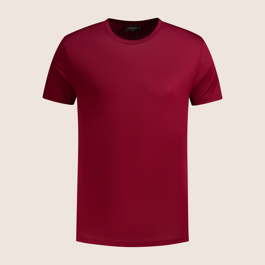 Gemerceriseerd Luxe T-shirt Wijnrood