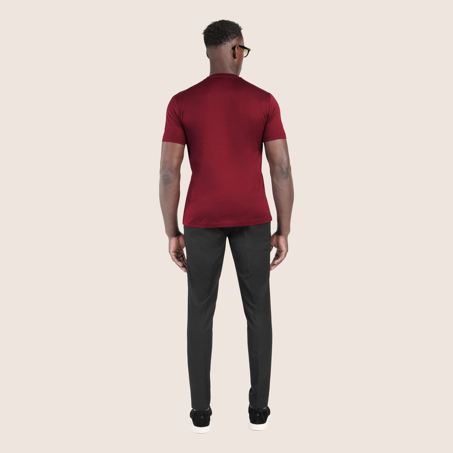 Mercerised Luxury T-shirt Wine Red