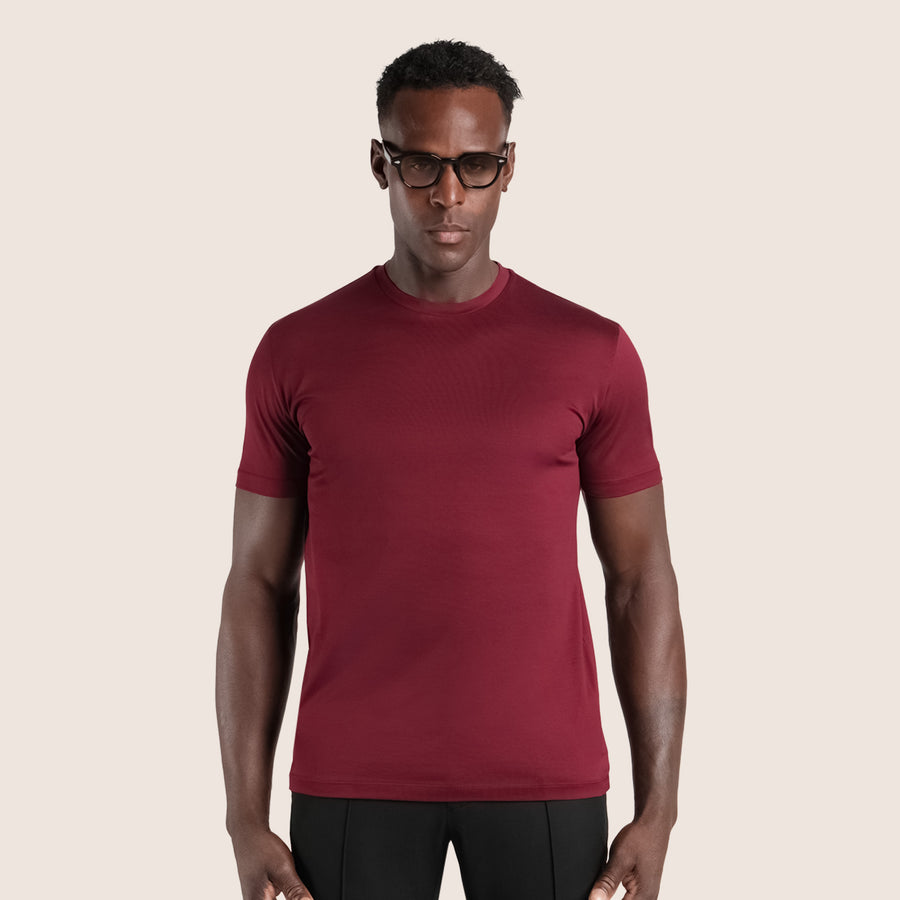 Gemerceriseerd Luxe T-shirt Wijnrood