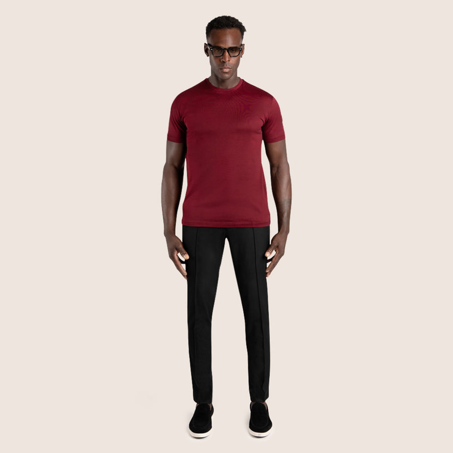 Mercerised Luxury T-shirt Wine Red