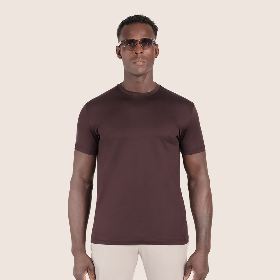 Gemerceriseerd Luxe T-shirt Aubergine