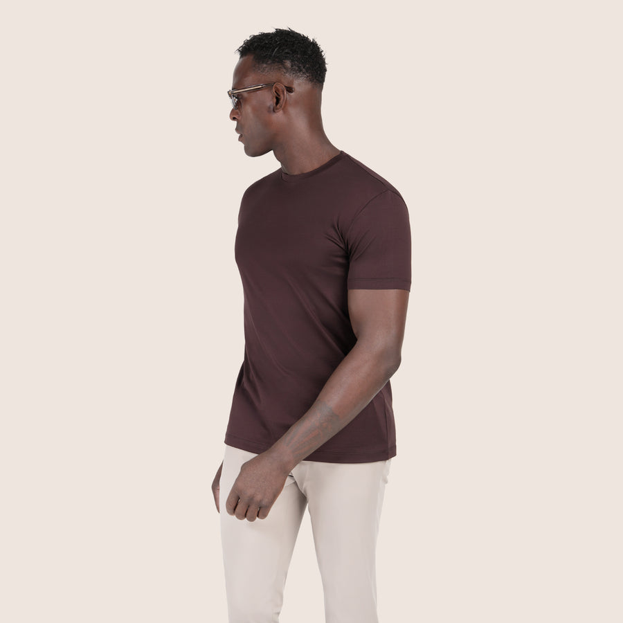 Gemerceriseerd Luxe T-shirt Aubergine