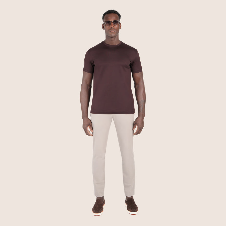 Mercerised Luxury T-shirt Aubergine