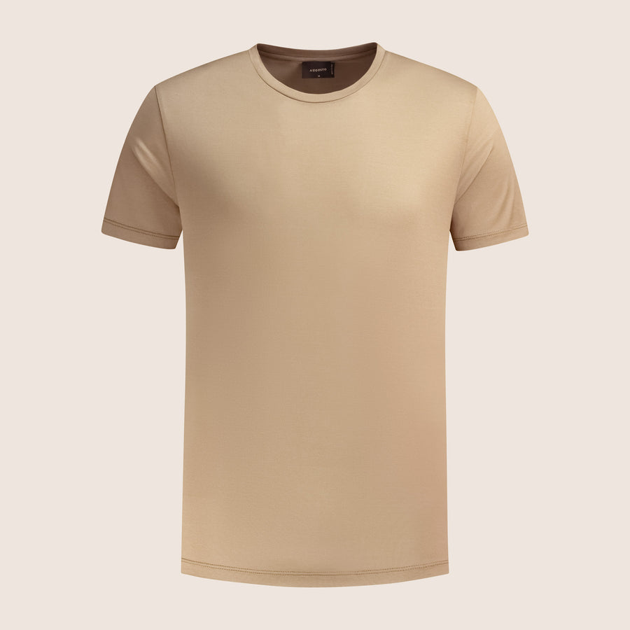 Gemerceriseerd Luxe T-shirt Zandkleur