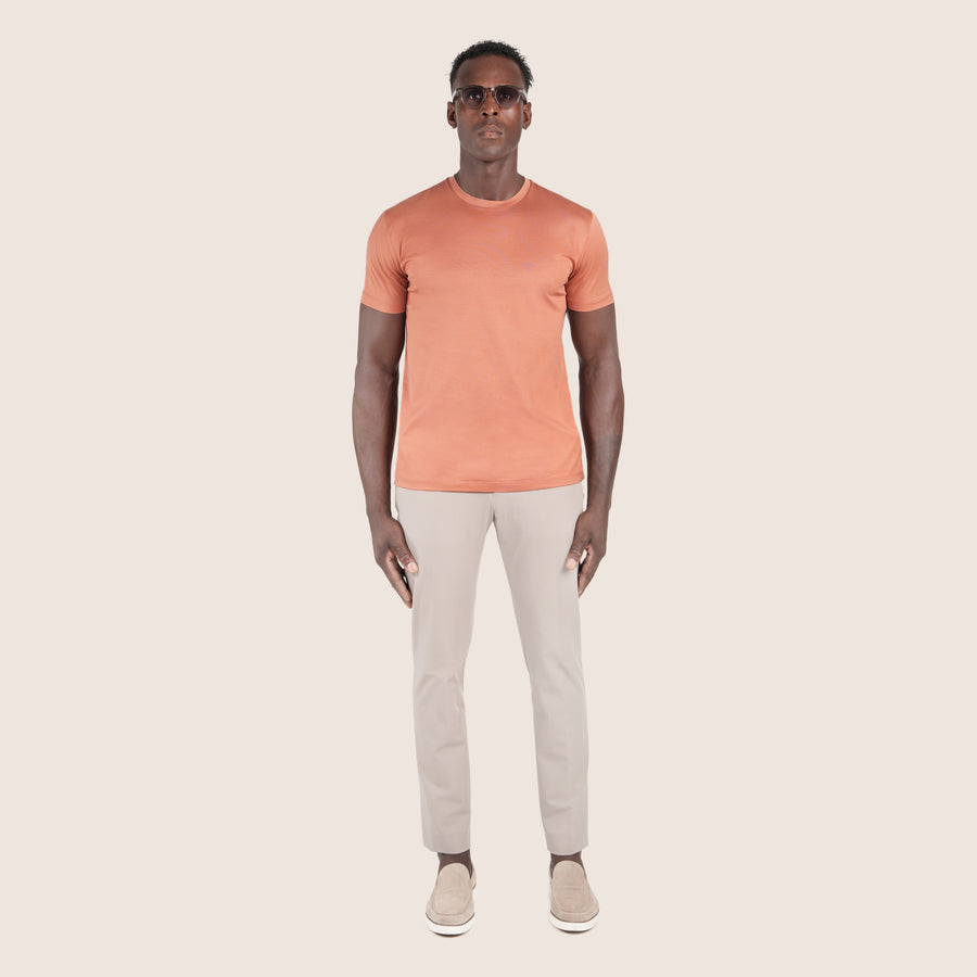 Mercerised Luxury T-shirt Coral