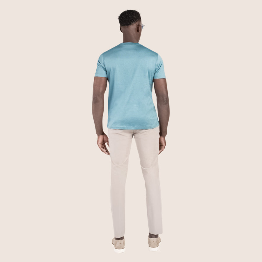 Gemerceriseerd Luxe T-shirt Oceaanblauw