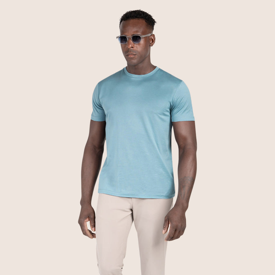 Gemerceriseerd Luxe T-shirt Oceaanblauw