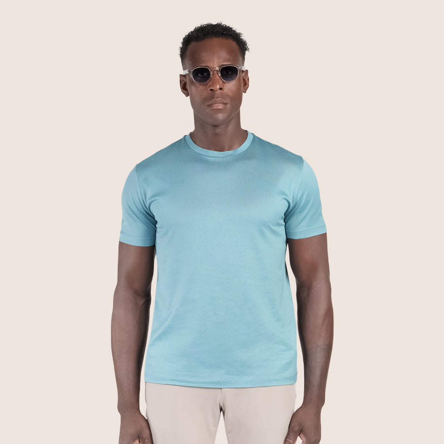 Gemerceriseerd Luxe T-shirt Oceaanblauw