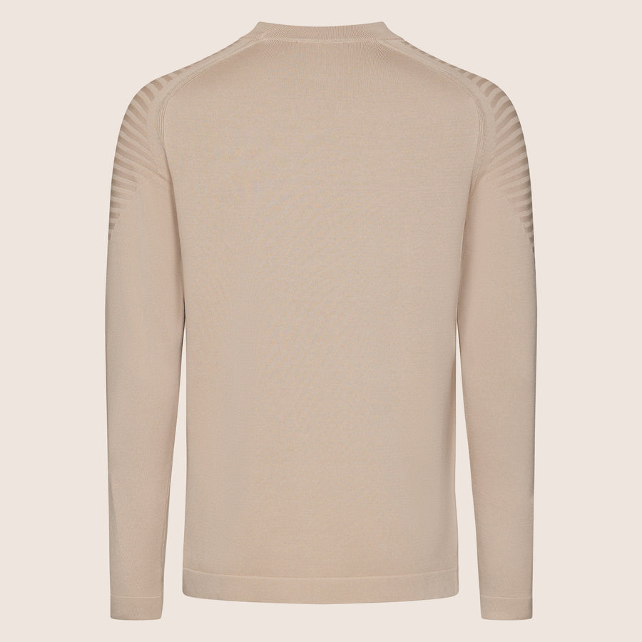 Dry Tech Crew Neck Contrast Taupe