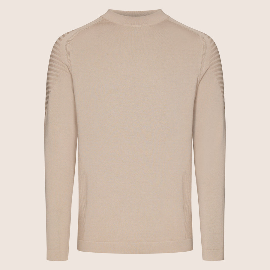 Dry Tech Crew Neck Contrast Taupe