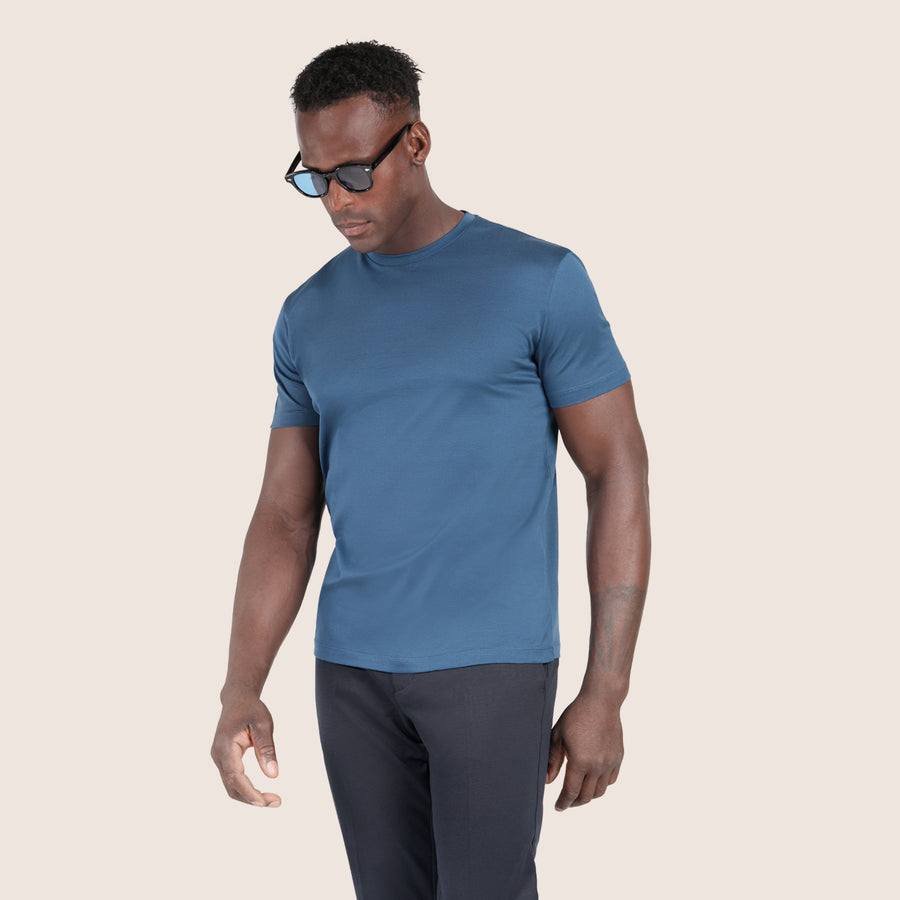 Mercerised Luxury T-shirt Steel Blue