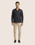 Slim Fit Linen Shirt Navy