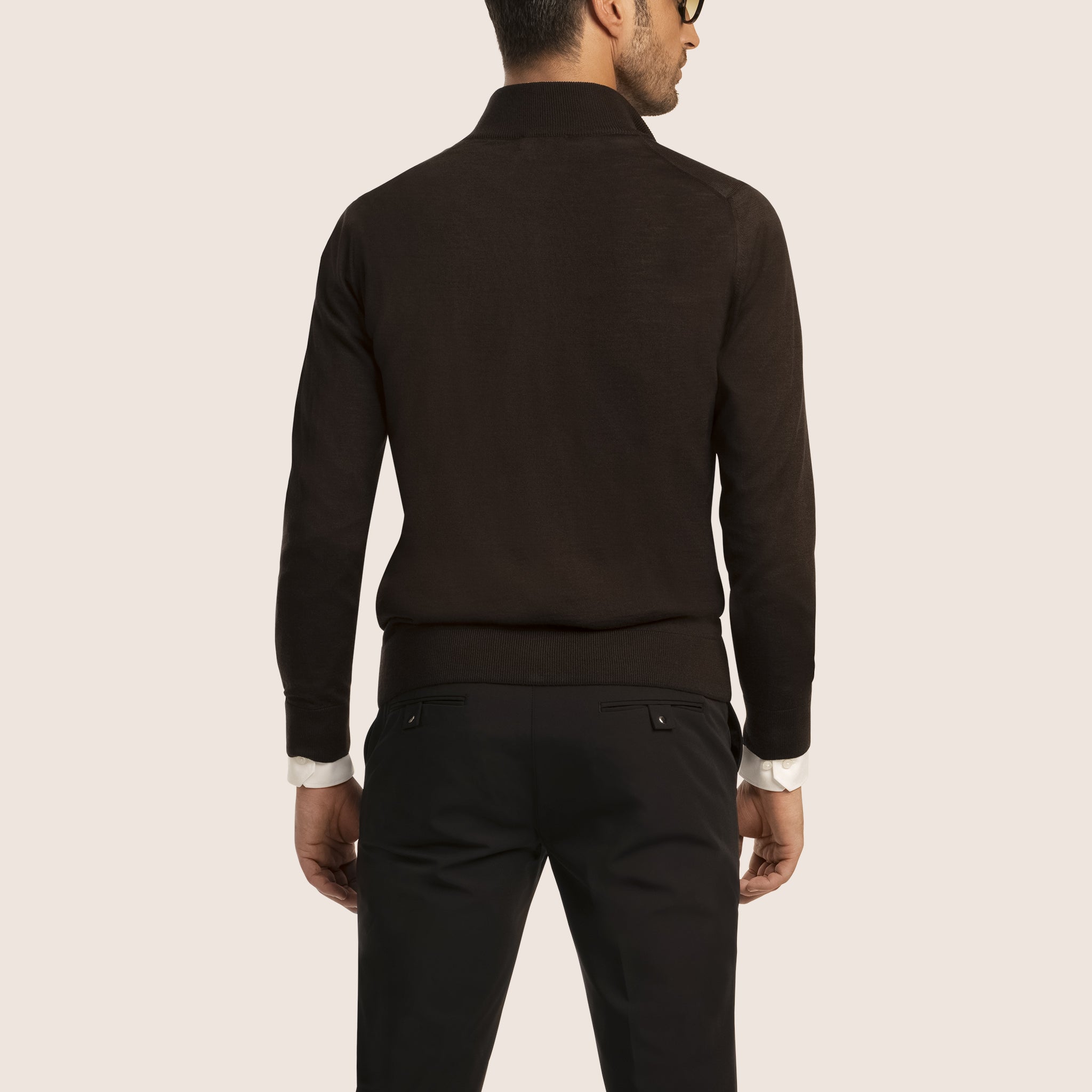 Contrast Cardigan Zipper Pure Chocolate