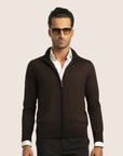 Contrast Cardigan Zipper Pure Chocolate