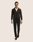 Contrast Cardigan Zipper Pure Chocolate