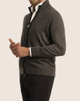 Contrast Cardigan Zipper Grey