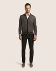 Contrast Cardigan Zipper Grey