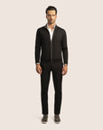 Contrast Cardigan Zipper Black