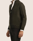 Contrast Cardigan Zipper Dark Olive