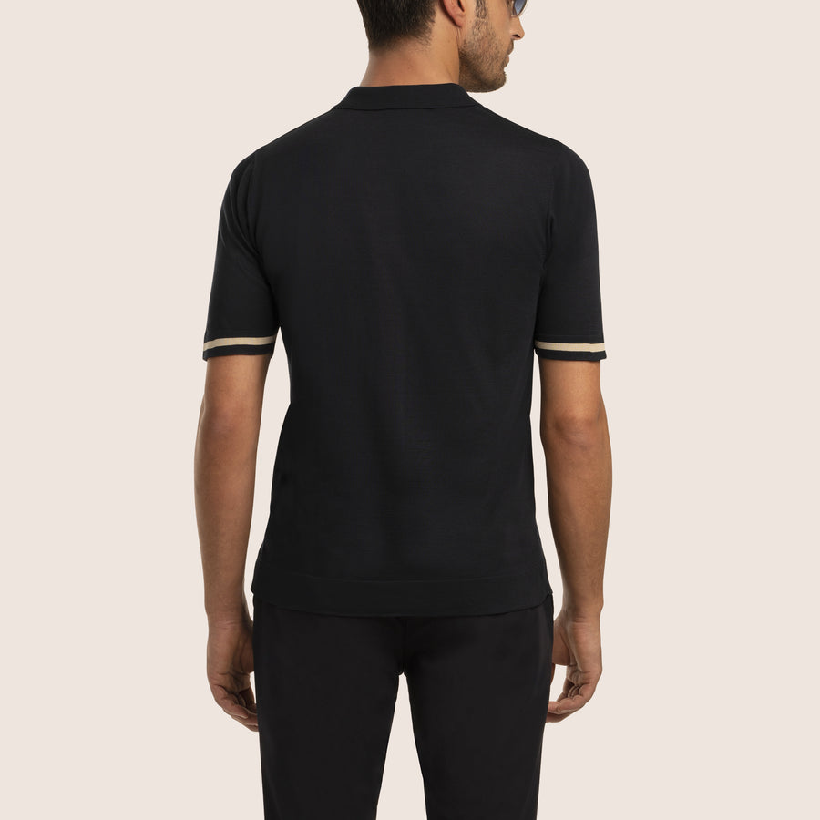 Polo Contrast Piqué Black