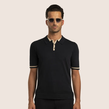 Polo Contrast Piqué Black