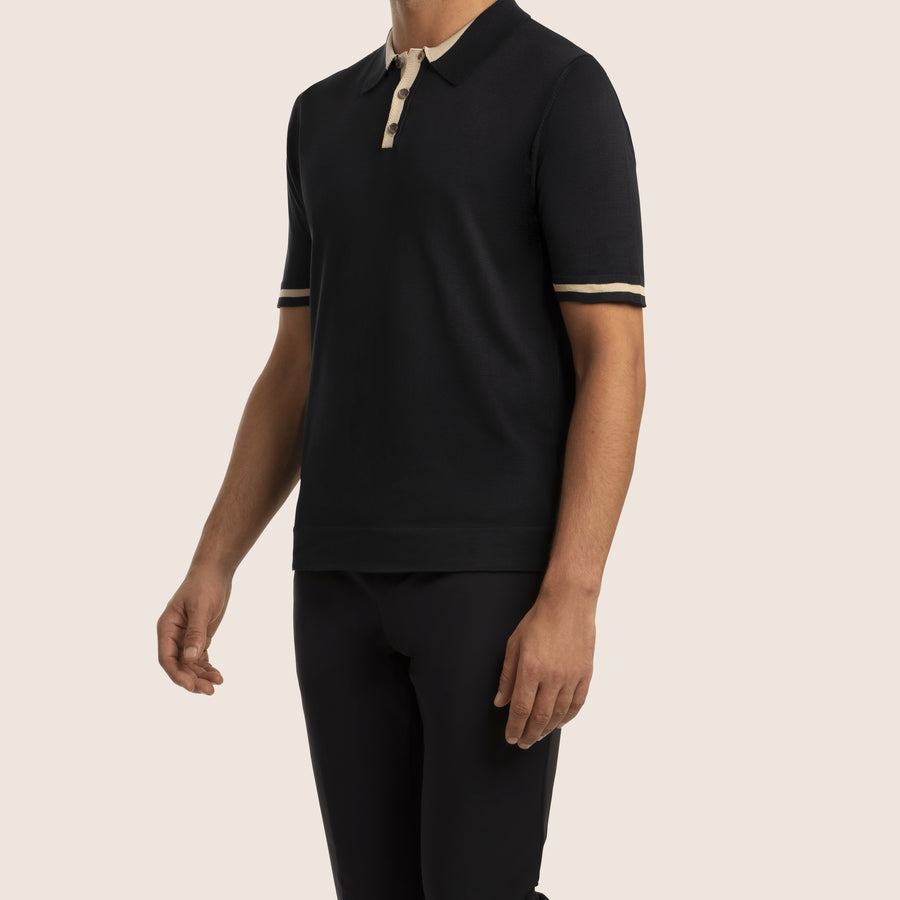 Polo Contrast Piqué Black