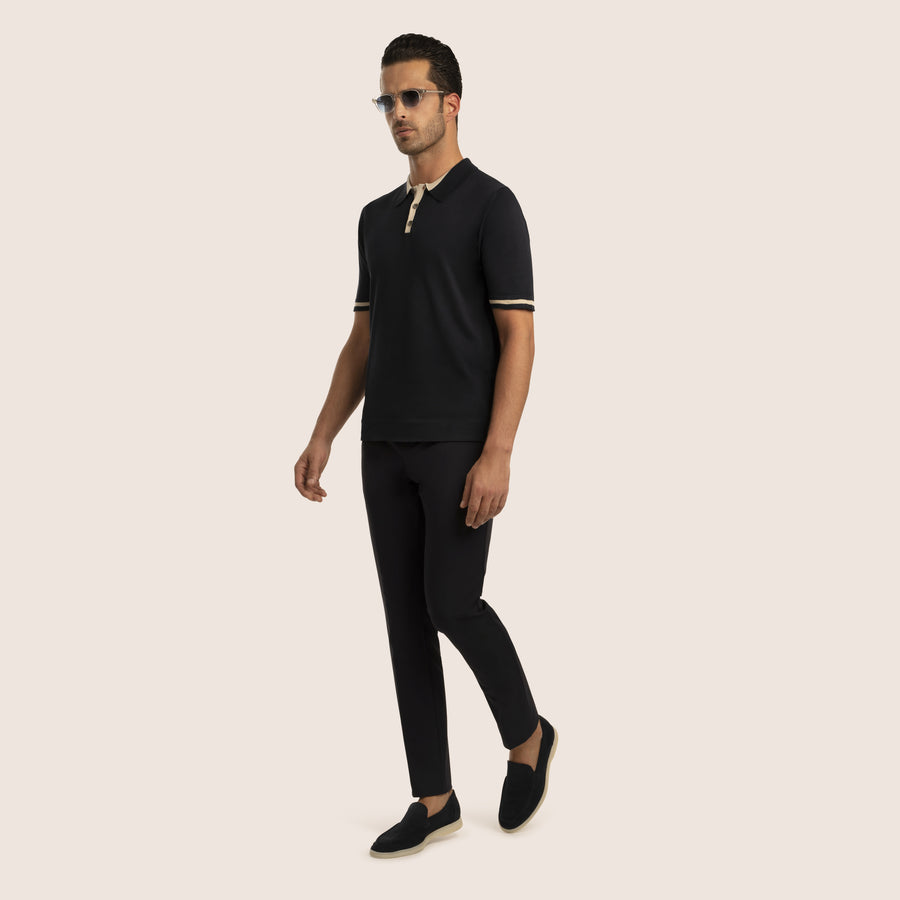 Polo Contrast Piqué Black