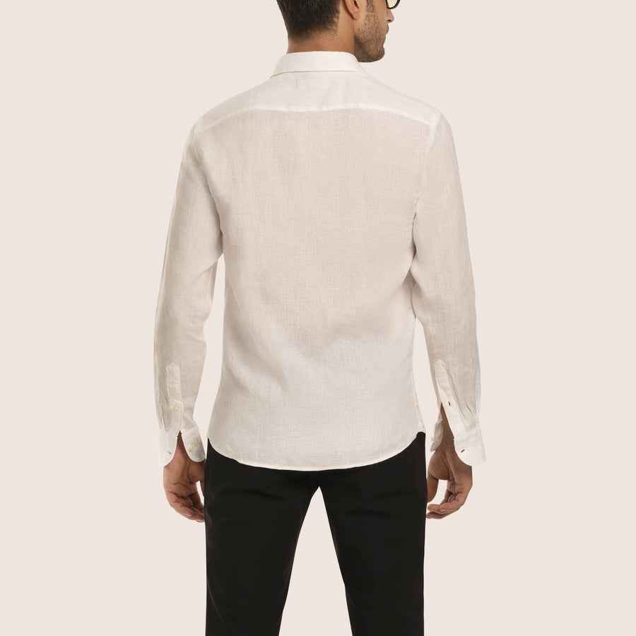 Slim Fit Linen Shirt White